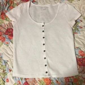 American Eagle Outfitters Cream Button-Down Women's Top